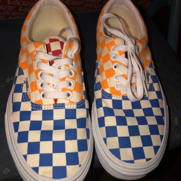 different colored checkered vans